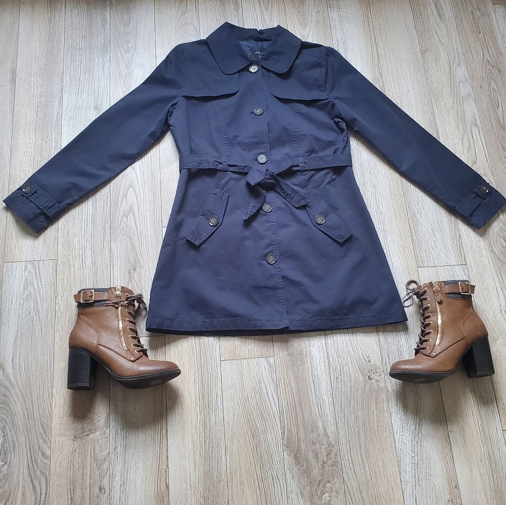 Love Tree Navy Trench Coat - Picture 10 of 11